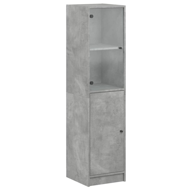 vidaXL Ντουλάπι Γκρι Σκυροδέματος 35x37x142 εκ. με Γυάλινη Πόρτα