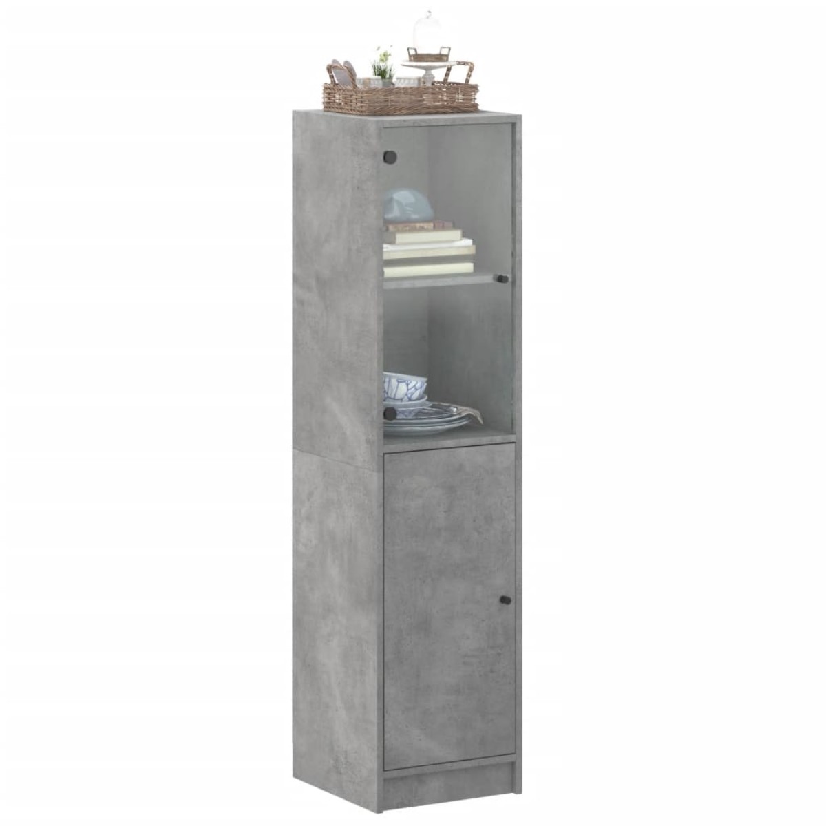 vidaXL Ντουλάπι Γκρι Σκυροδέματος 35x37x142 εκ. με Γυάλινη Πόρτα