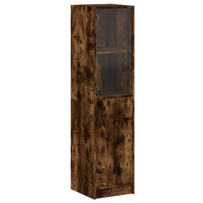 vidaXL Ντουλάπι Καπνιστή Δρυς 35x37x142 εκ. με Γυάλινη Πόρτα