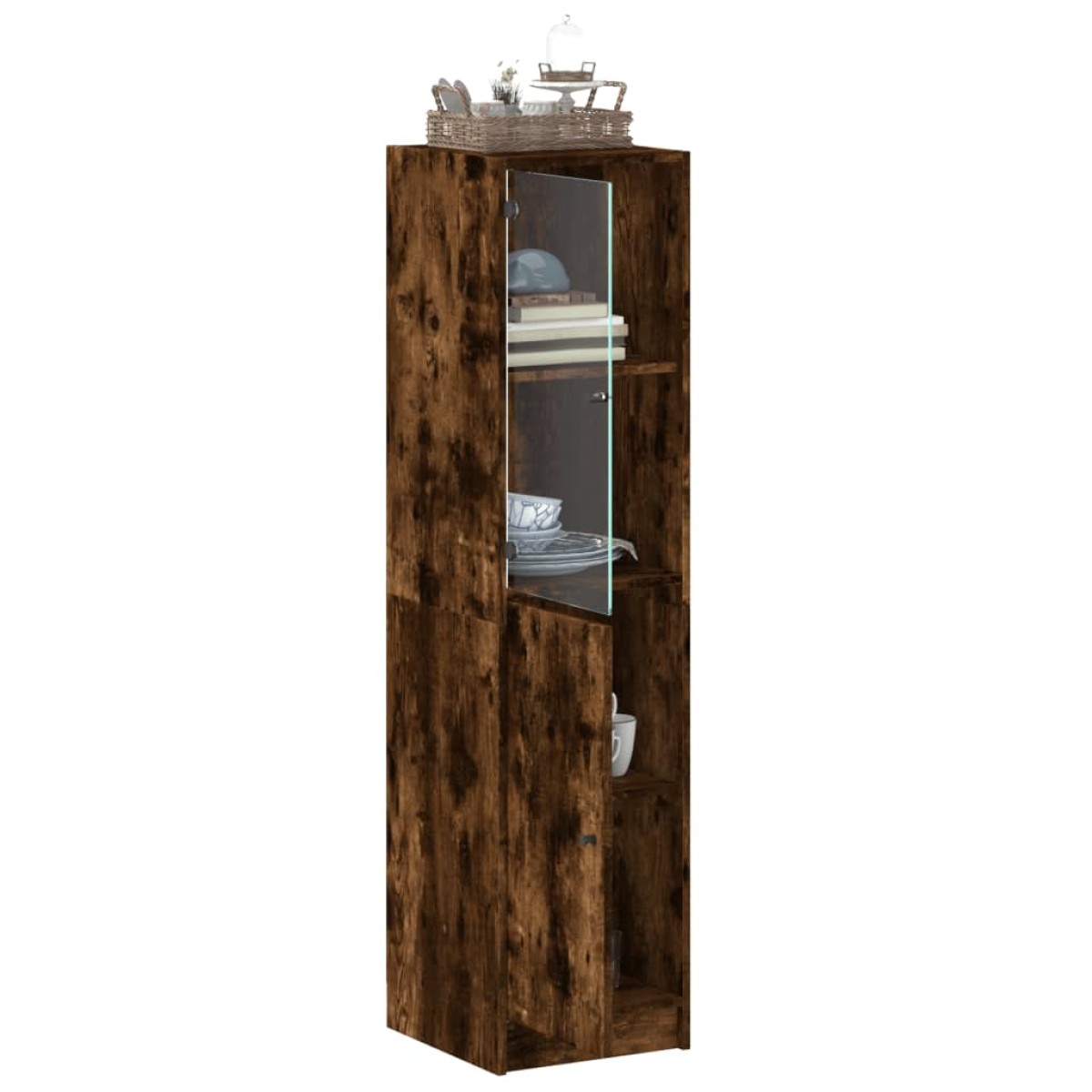 vidaXL Ντουλάπι Καπνιστή Δρυς 35x37x142 εκ. με Γυάλινη Πόρτα