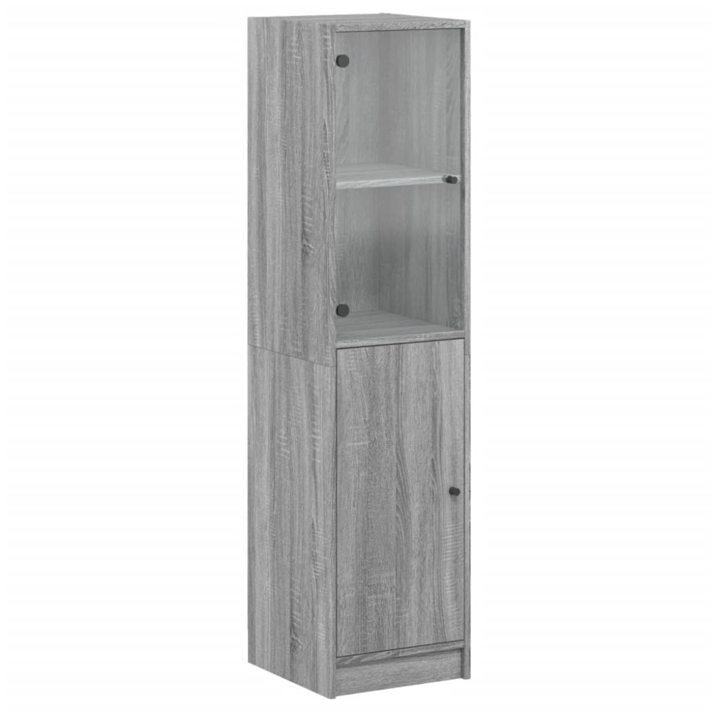 vidaXL Ντουλάπι Γκρι Sonoma 35x37x142 εκ. με Γυάλινη Πόρτα