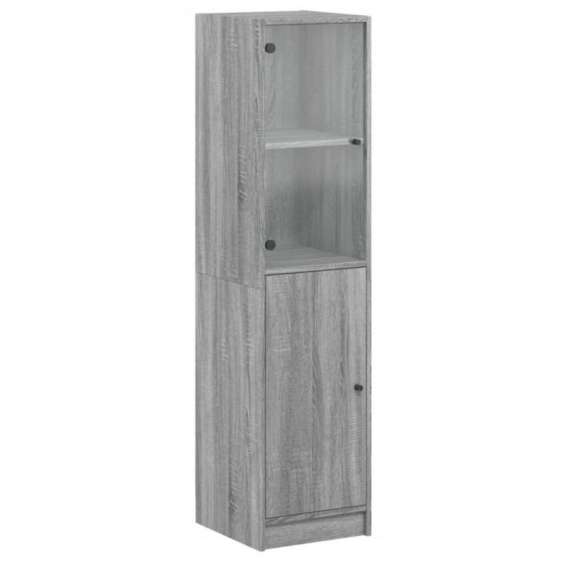 vidaXL Ντουλάπι Γκρι Sonoma 35x37x142 εκ. με Γυάλινη Πόρτα