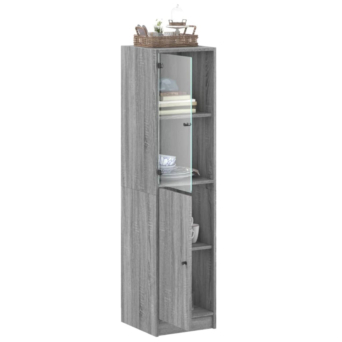vidaXL Ντουλάπι Γκρι Sonoma 35x37x142 εκ. με Γυάλινη Πόρτα