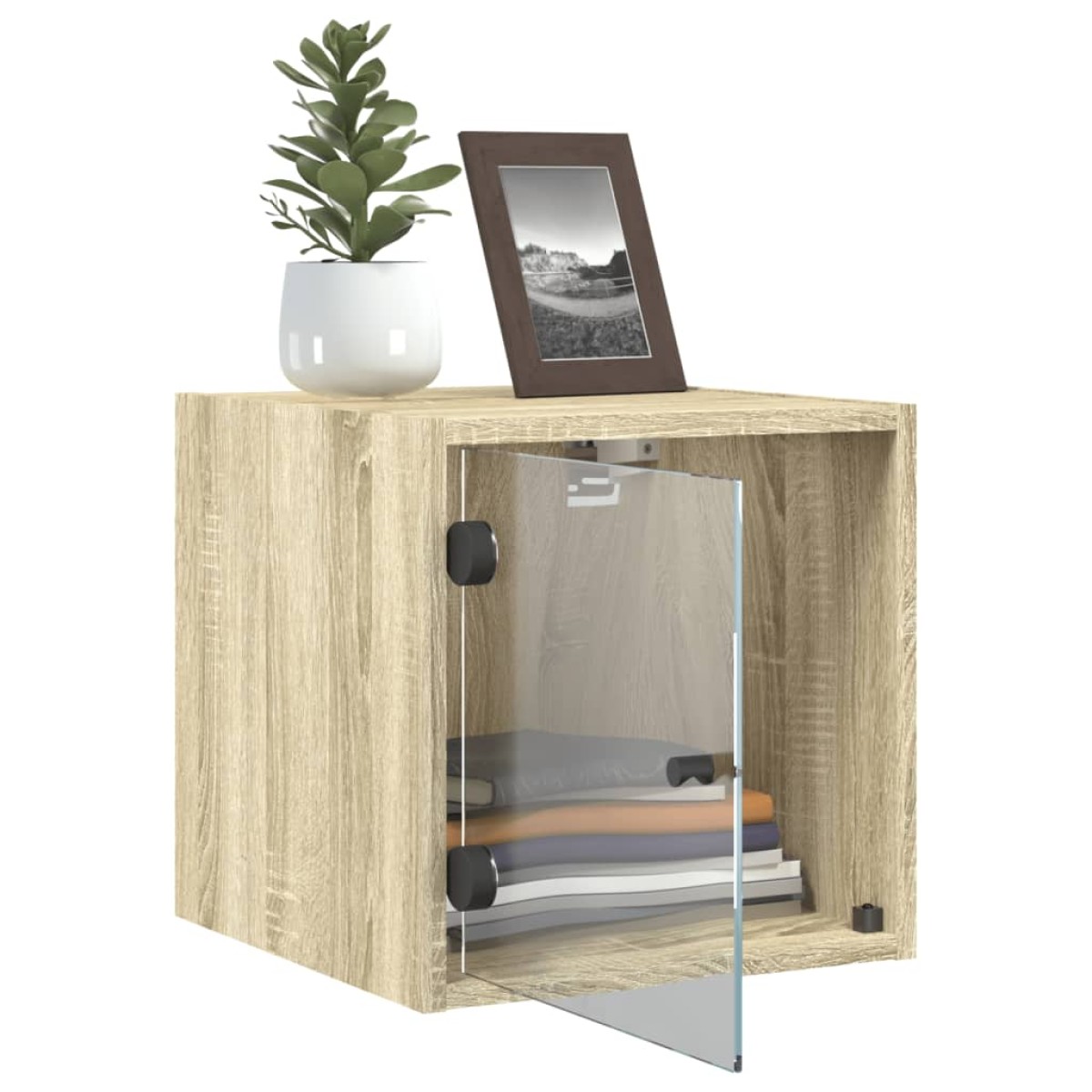 vidaXL Κομοδίνα 2 τεμ. Sonoma Δρυς 35x37x35 εκ. με Γυάλινες Πόρτες