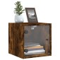 vidaXL Κομοδίνα 2 τεμ. Καπνιστή Δρυς 35x37x35 εκ. με Γυάλινες Πόρτες