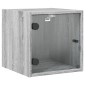 vidaXL Κομοδίνο Γκρι Sonoma 35x37x35 εκ. με Γυάλινη Πόρτα