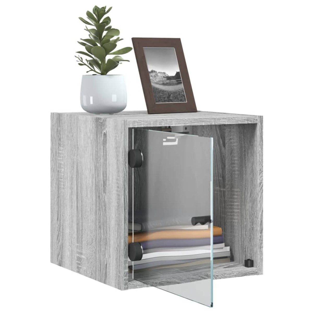 vidaXL Κομοδίνο Γκρι Sonoma 35x37x35 εκ. με Γυάλινη Πόρτα