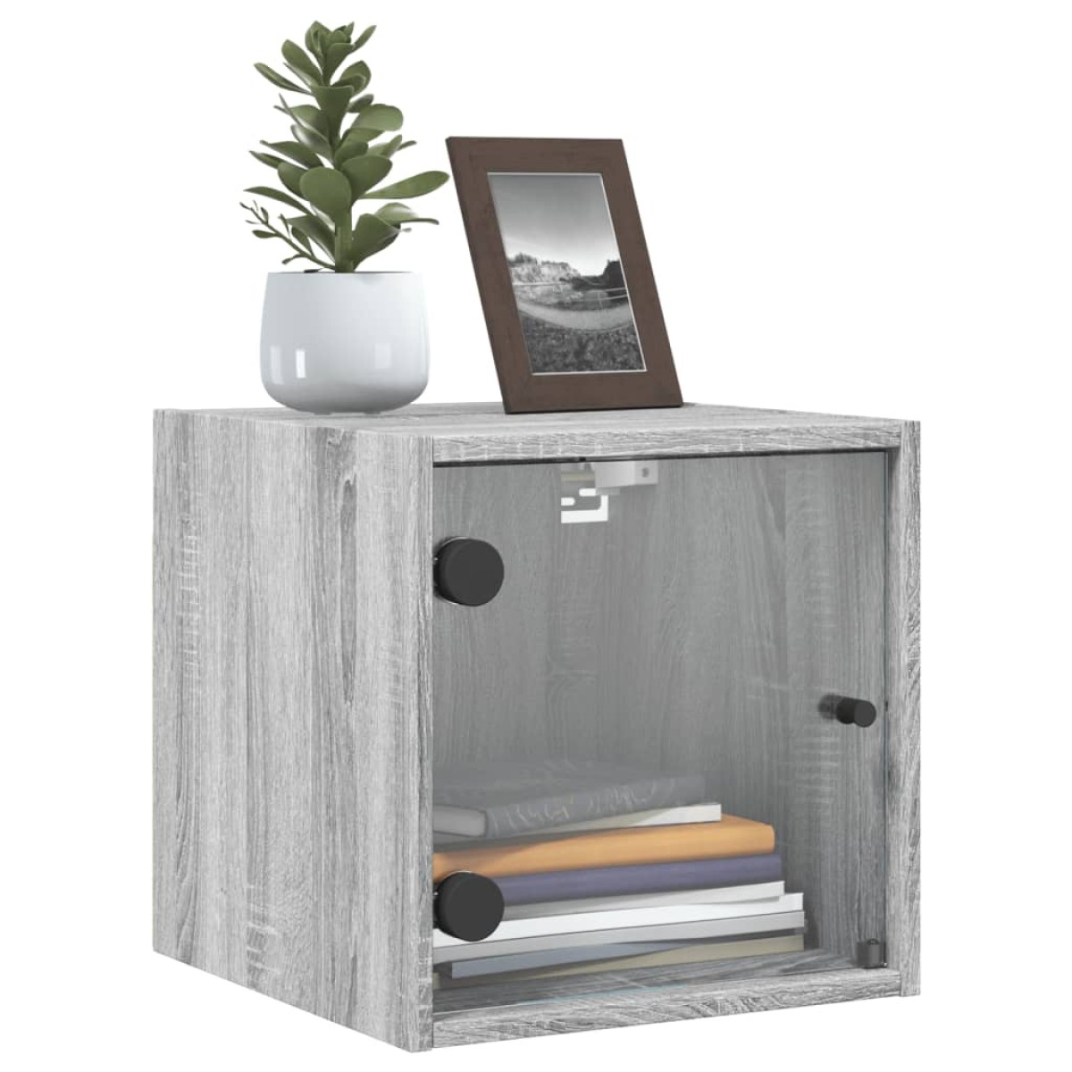 vidaXL Κομοδίνα 2 τεμ. Γκρι Sonoma 35x37x35 εκ. με Γυάλινες Πόρτες