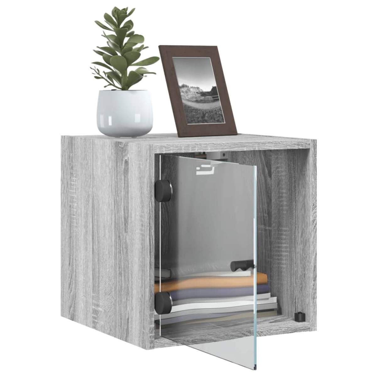 vidaXL Κομοδίνα 2 τεμ. Γκρι Sonoma 35x37x35 εκ. με Γυάλινες Πόρτες