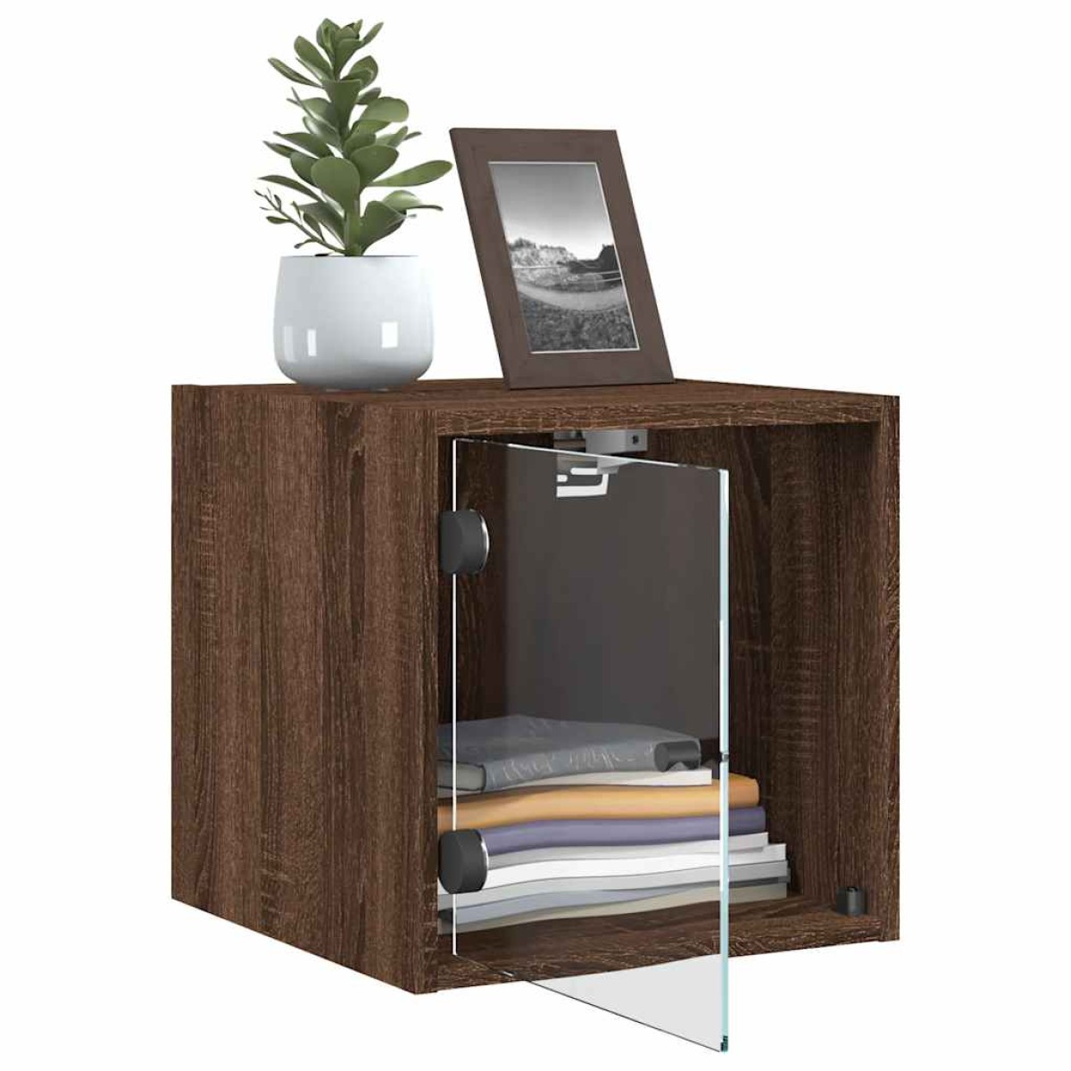 vidaXL Κομοδίνα 2 τεμ. Καφέ Δρυς 35x37x35 εκ. με Γυάλινες Πόρτες