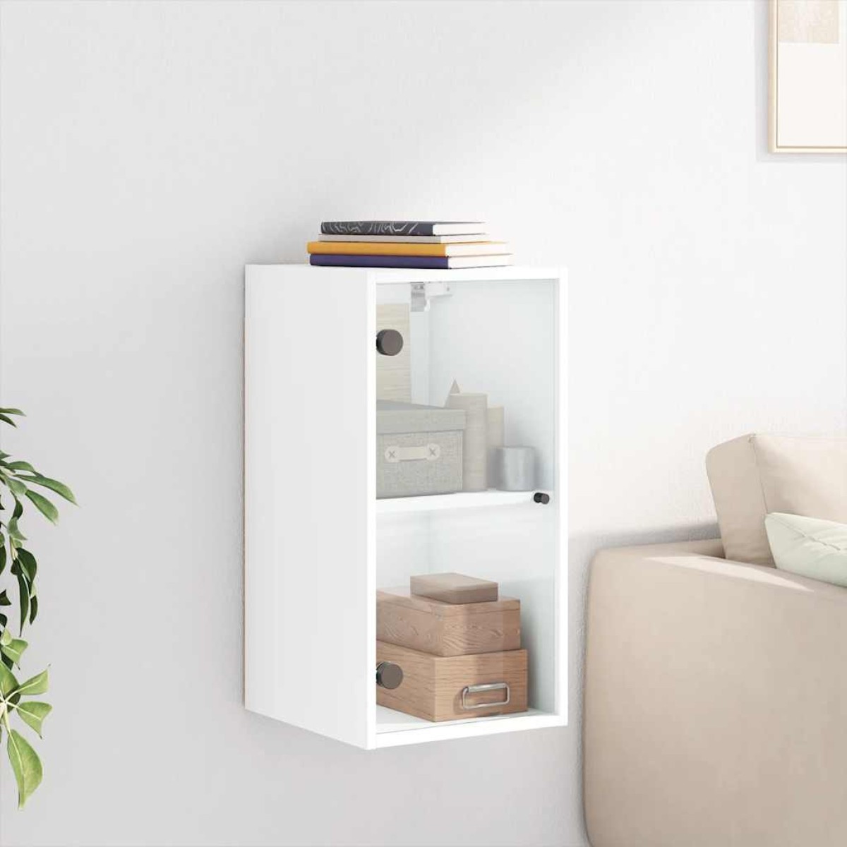 vidaXL Ντουλάπι Τοίχου Λευκό 35x37x68,5 εκ. με Γυάλινες Πόρτες