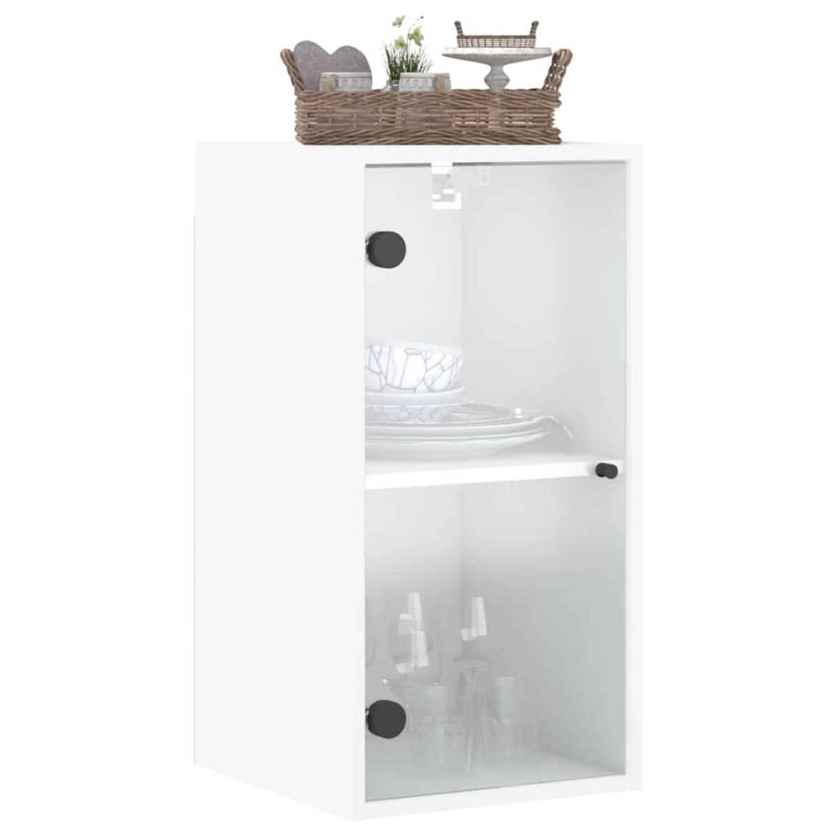 vidaXL Ντουλάπι Τοίχου Λευκό 35x37x68,5 εκ. με Γυάλινες Πόρτες