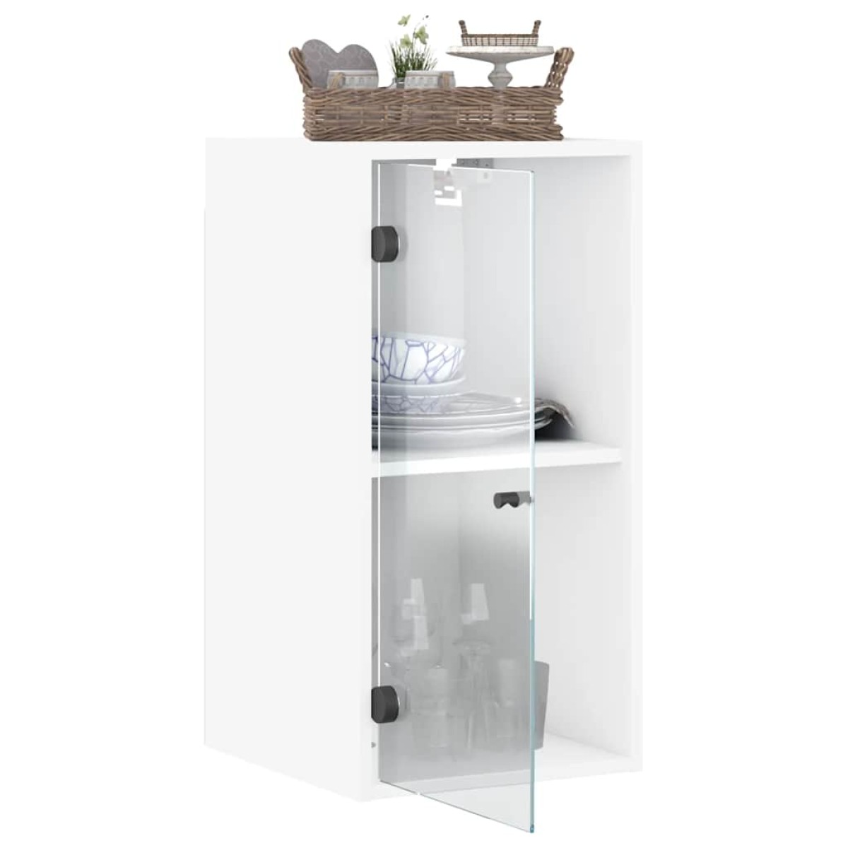 vidaXL Ντουλάπι Τοίχου Λευκό 35x37x68,5 εκ. με Γυάλινες Πόρτες