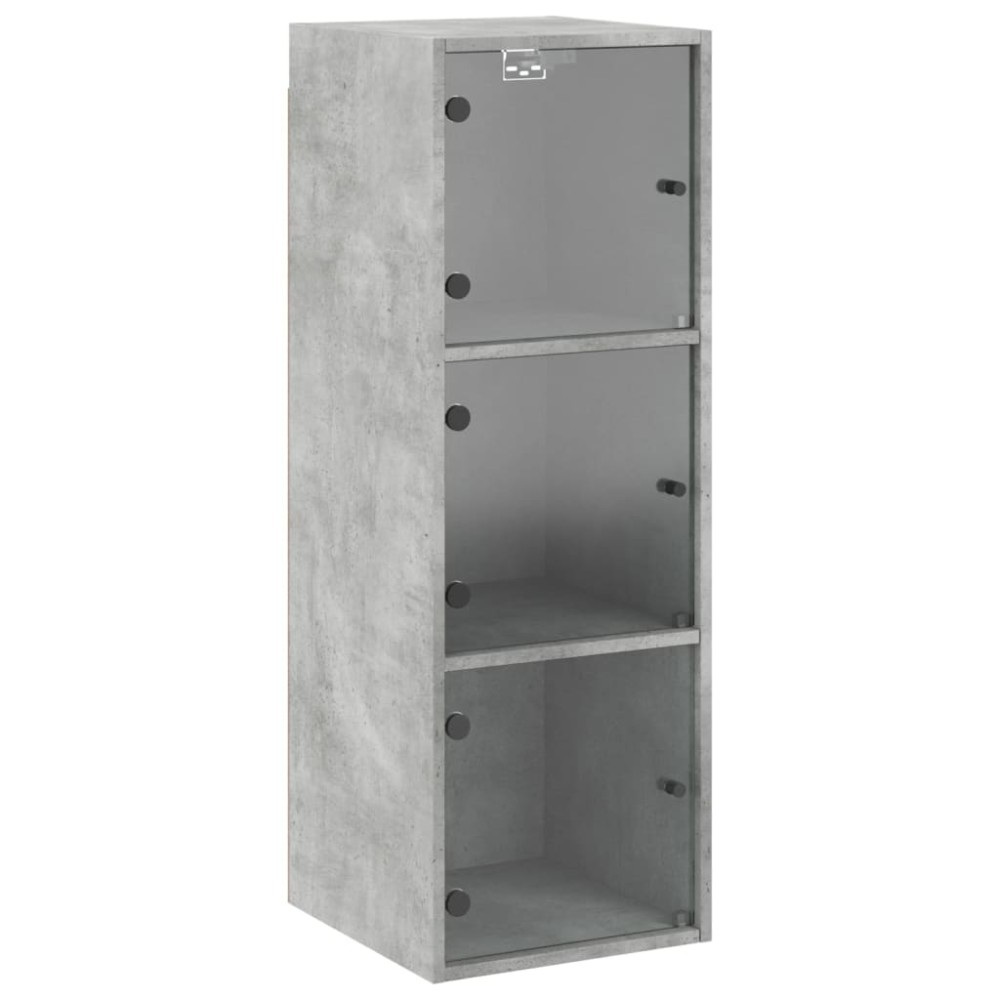 vidaXL Ντουλάπι Τοίχου Γκρι Σκυροδ. 35x37x100εκ. με Γυάλινες Πόρτες