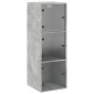 vidaXL Ντουλάπι Τοίχου Γκρι Σκυροδ. 35x37x100εκ. με Γυάλινες Πόρτες