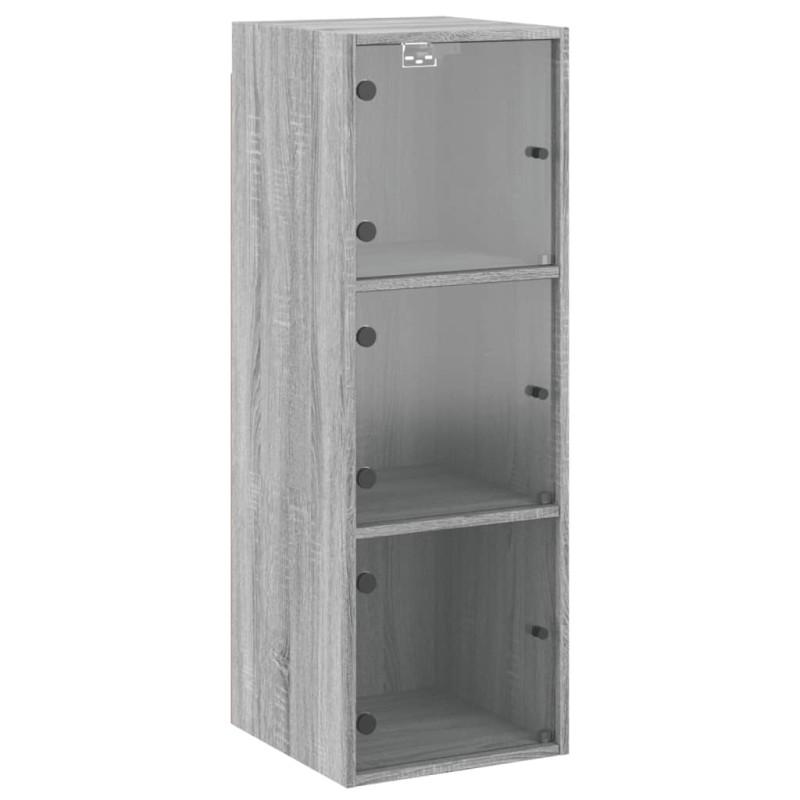 vidaXL Ντουλάπι Τοίχου Sonoma Γκρι 35x37x100 εκ. με Γυάλινες Πόρτες