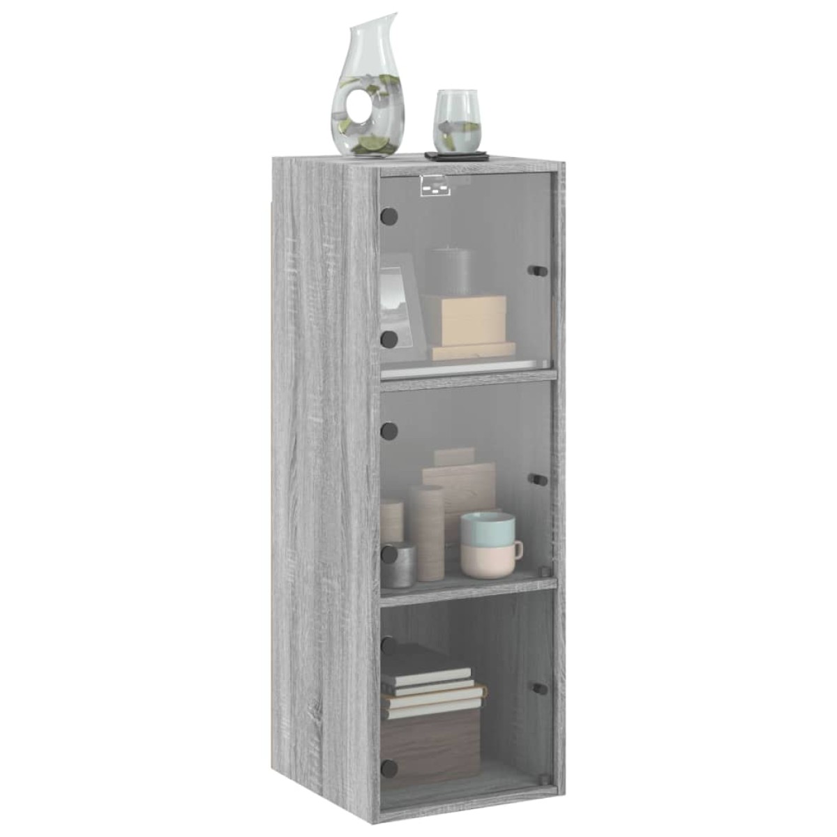 vidaXL Ντουλάπι Τοίχου Sonoma Γκρι 35x37x100 εκ. με Γυάλινες Πόρτες