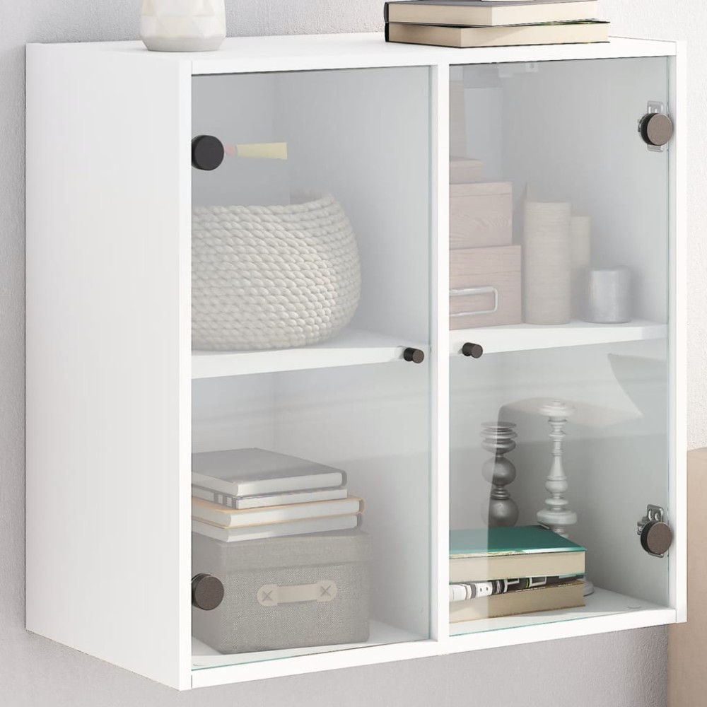 vidaXL Ντουλάπι Τοίχου Λευκό 68x37x68,5 εκ. με Γυάλινες Πόρτες