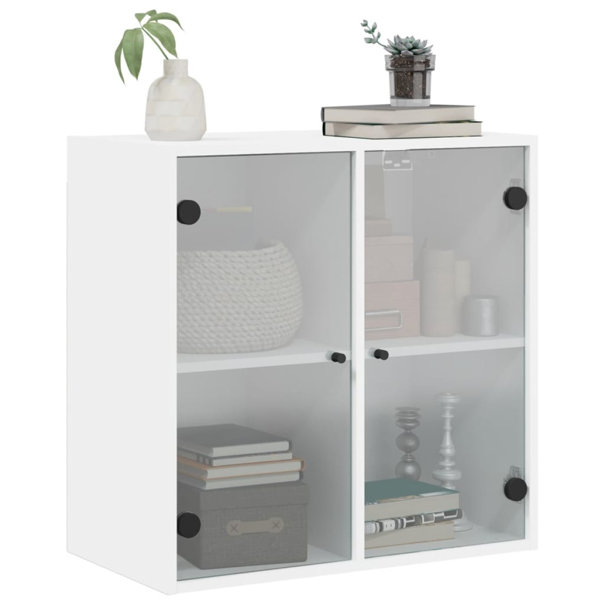 vidaXL Ντουλάπι Τοίχου Λευκό 68x37x68,5 εκ. με Γυάλινες Πόρτες