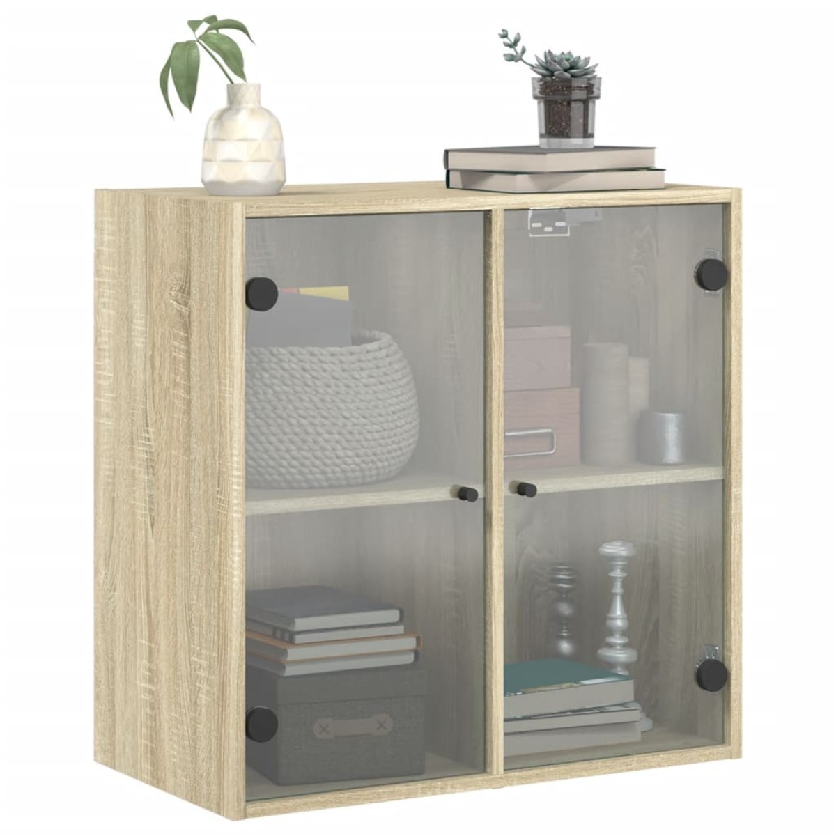 vidaXL Ντουλάπι Τοίχου Sonoma Δρυς 68x37x68,5 εκ. με Γυάλινες Πόρτες