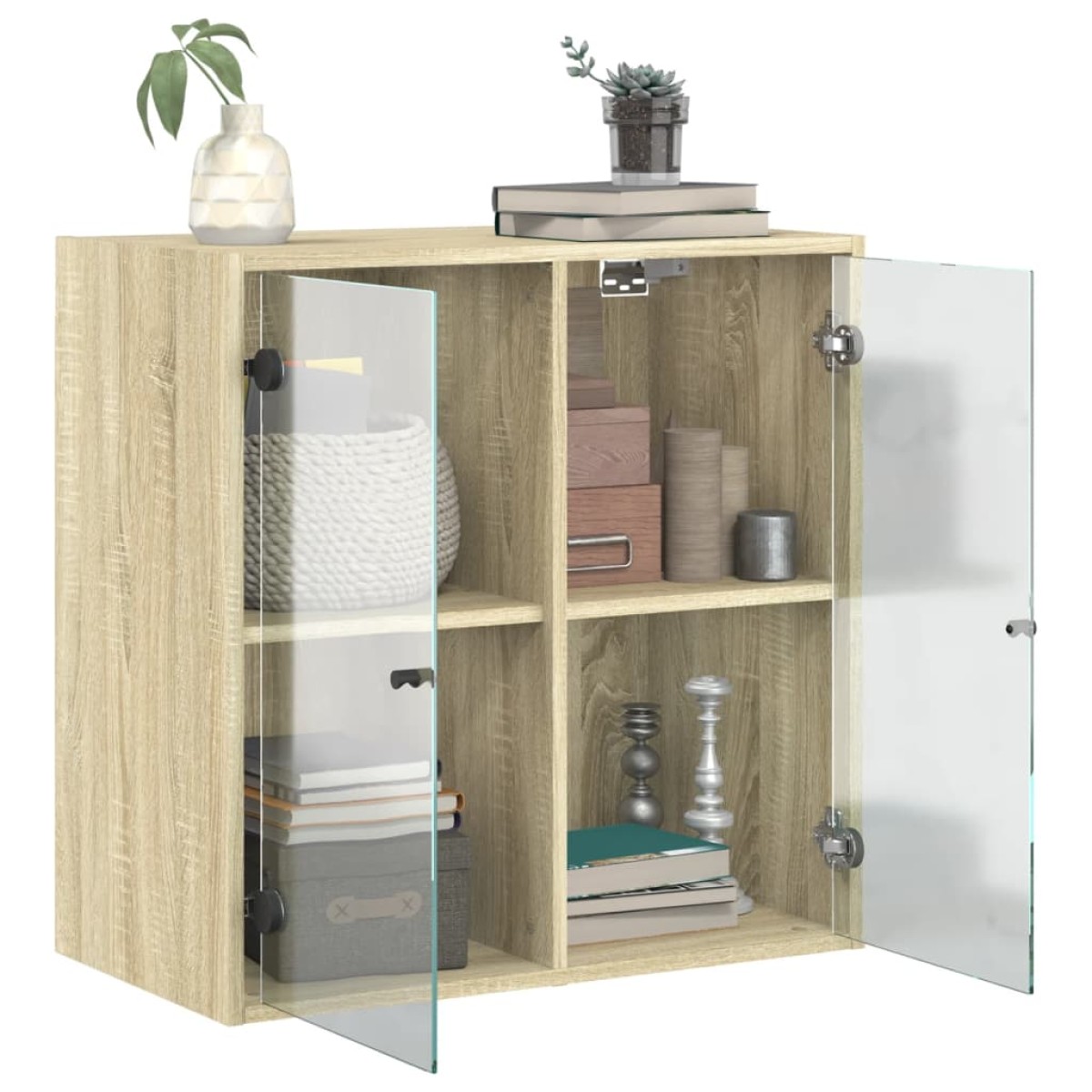 vidaXL Ντουλάπι Τοίχου Sonoma Δρυς 68x37x68,5 εκ. με Γυάλινες Πόρτες