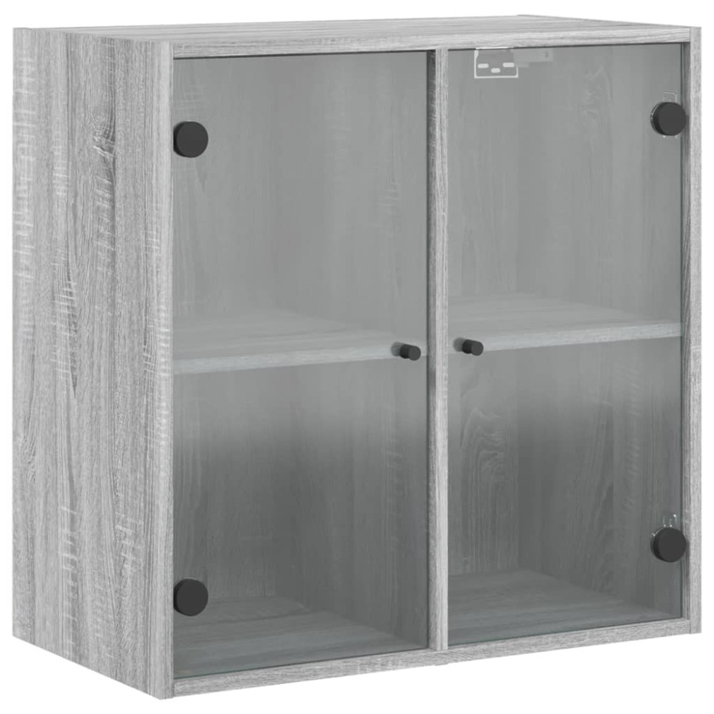 vidaXL Ντουλάπι Τοίχου Sonoma Γκρι 68x37x68,5 εκ. με Γυάλινες Πόρτες