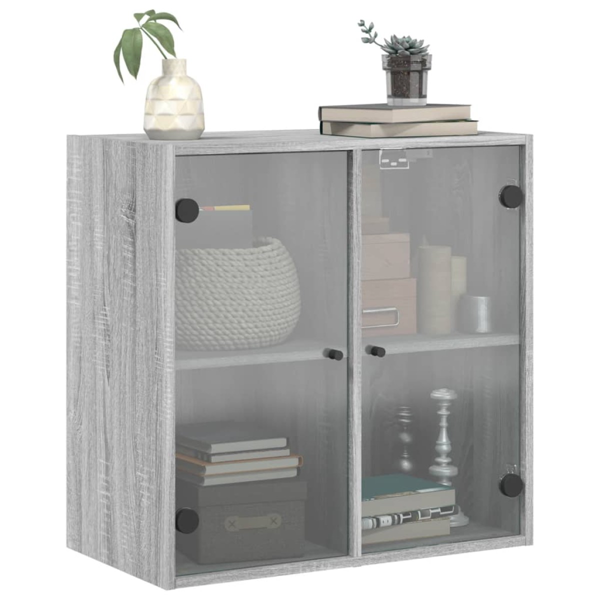 vidaXL Ντουλάπι Τοίχου Sonoma Γκρι 68x37x68,5 εκ. με Γυάλινες Πόρτες