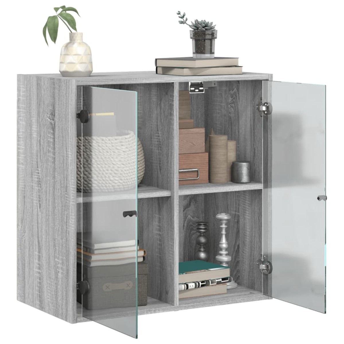 vidaXL Ντουλάπι Τοίχου Sonoma Γκρι 68x37x68,5 εκ. με Γυάλινες Πόρτες