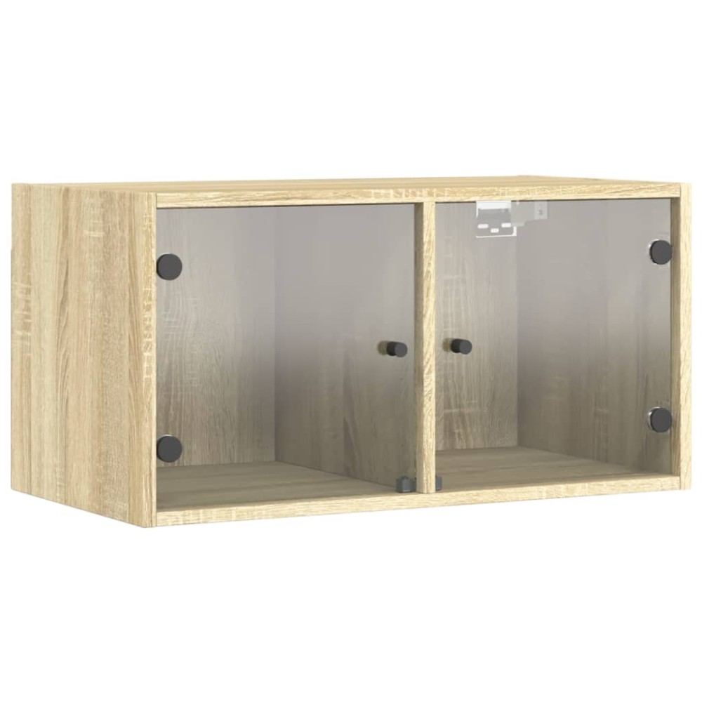 vidaXL Ντουλάπι Τοίχου Sonoma Δρυς 68,5x37x35 εκ. με Γυάλινες Πόρτες