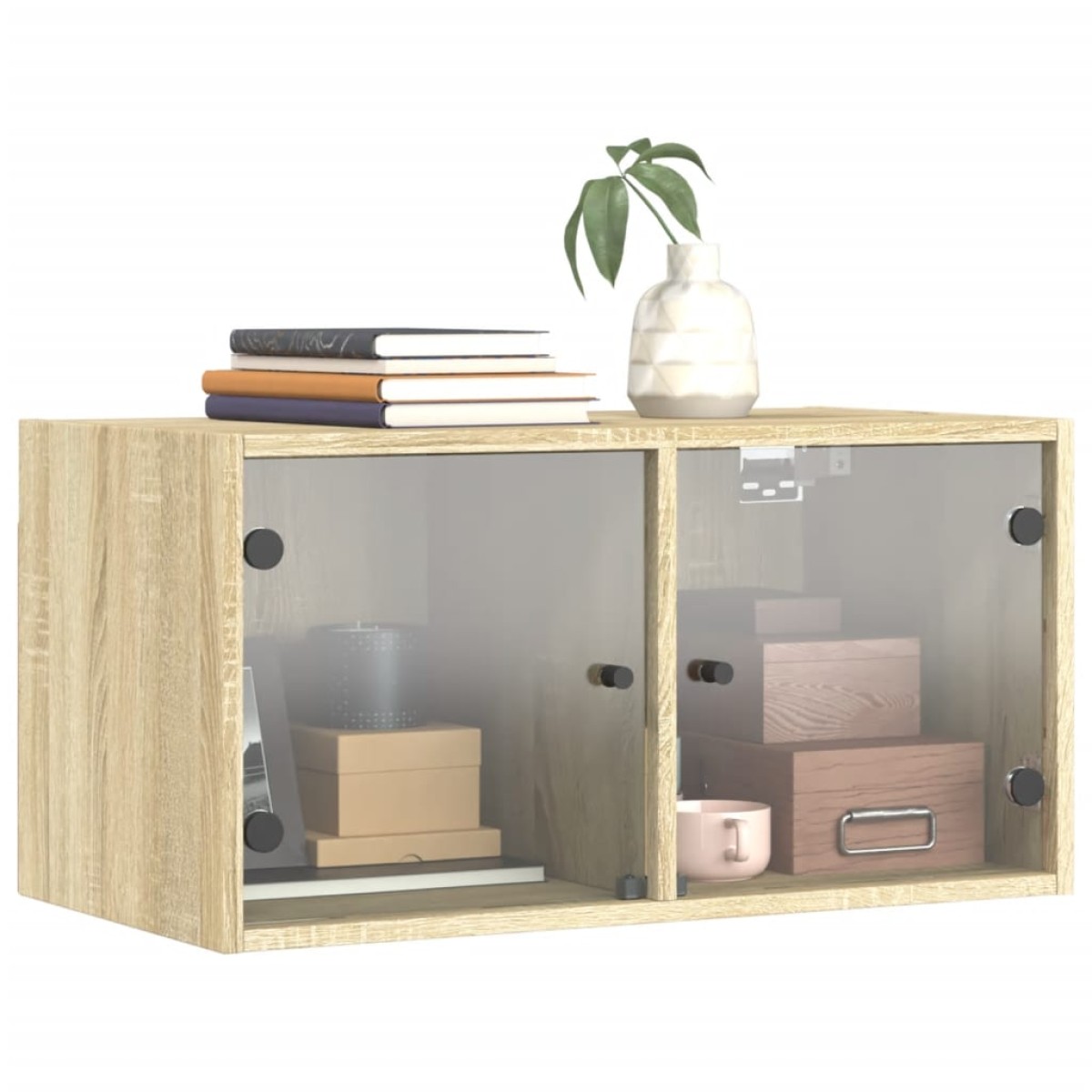 vidaXL Ντουλάπι Τοίχου Sonoma Δρυς 68,5x37x35 εκ. με Γυάλινες Πόρτες
