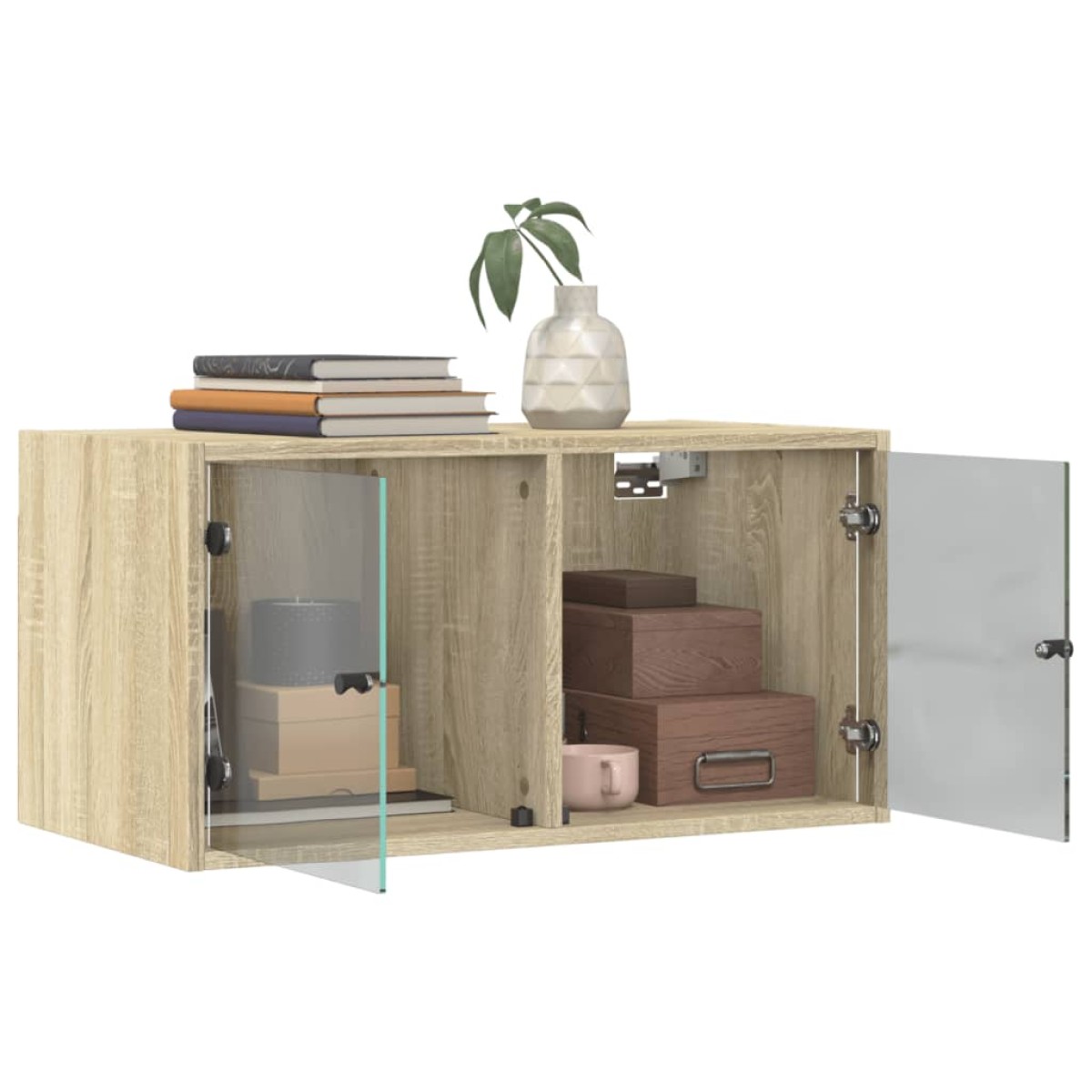 vidaXL Ντουλάπι Τοίχου Sonoma Δρυς 68,5x37x35 εκ. με Γυάλινες Πόρτες