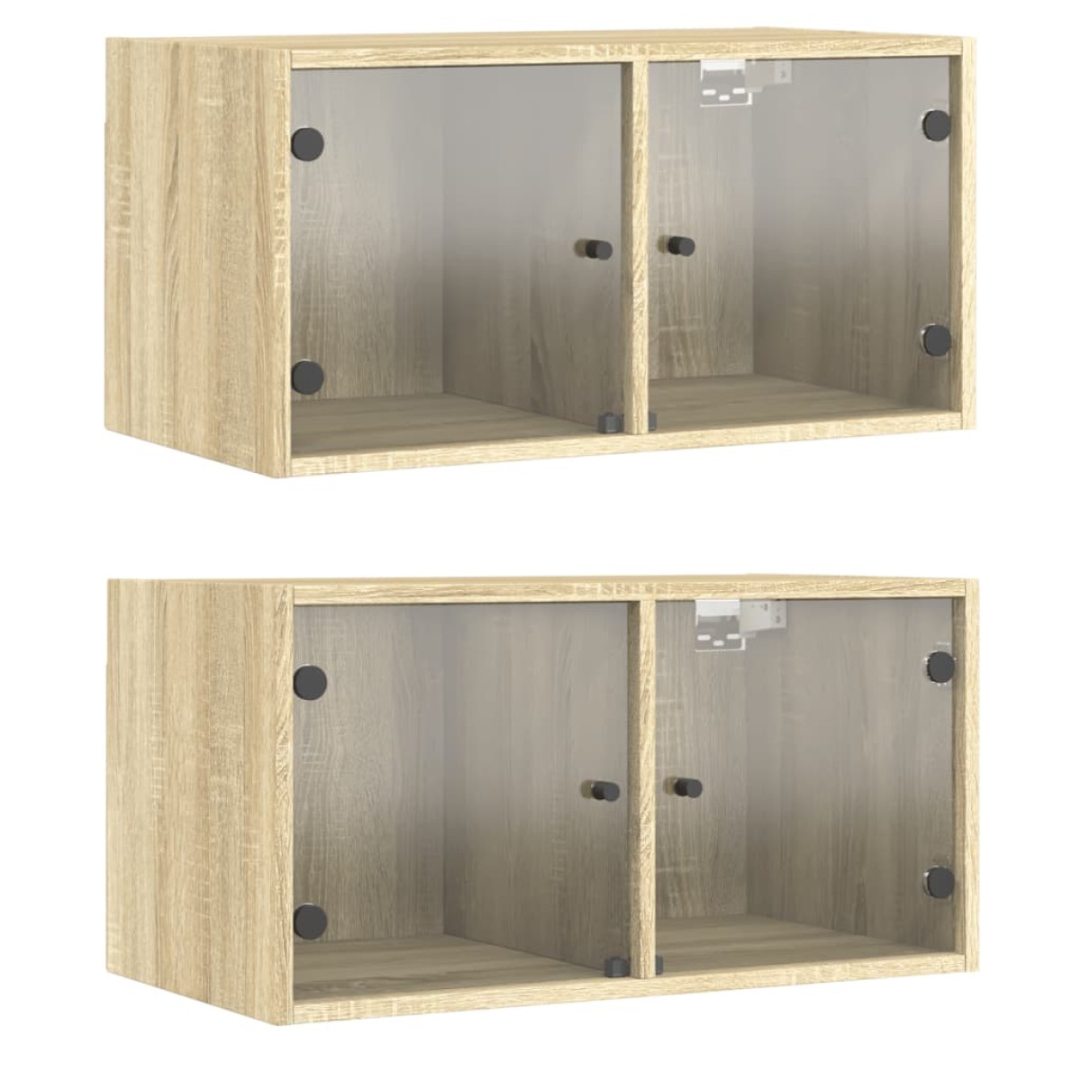 vidaXL Κομοδίνα με Γυάλινες Πόρτες 2 τεμ. Sonoma Δρυς 68,5x37x35 εκ.
