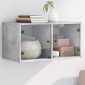 vidaXL Ντουλάπι Τοίχου Γκρι Σκυροδ. 68,5x37x35 εκ. με Γυάλινες Πόρτες