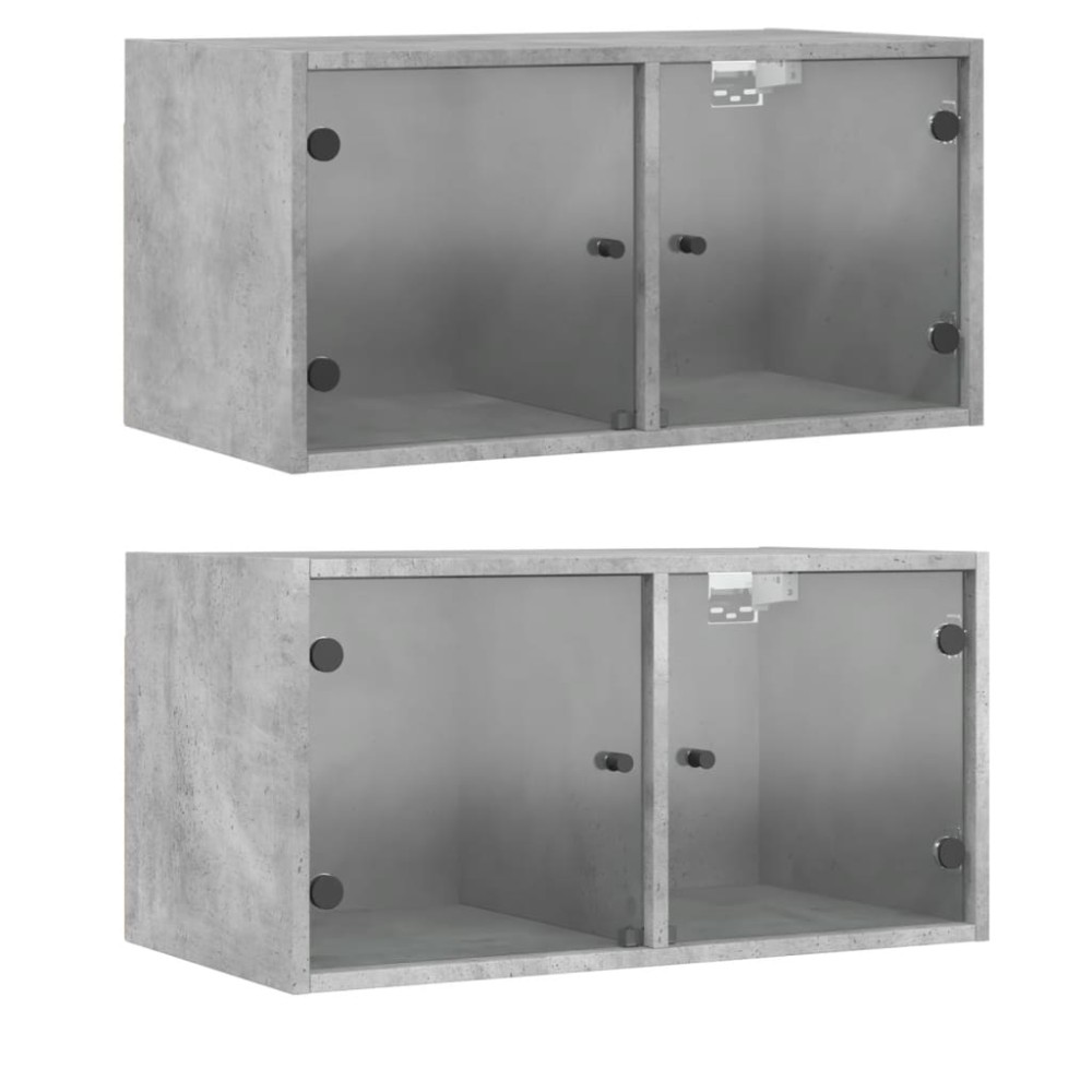 vidaXL Κομοδίνα 2 τεμ. Γκρι Σκυρ. 68,5x37x35 εκ. με Γυάλινες Πόρτες