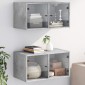 vidaXL Κομοδίνα 2 τεμ. Γκρι Σκυρ. 68,5x37x35 εκ. με Γυάλινες Πόρτες