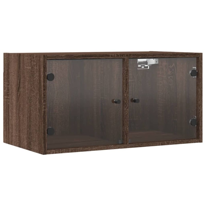 vidaXL Κομοδίνα 2 τεμ. Καφέ Δρυς 68,5x37x35 εκ. με Γυάλινες Πόρτες