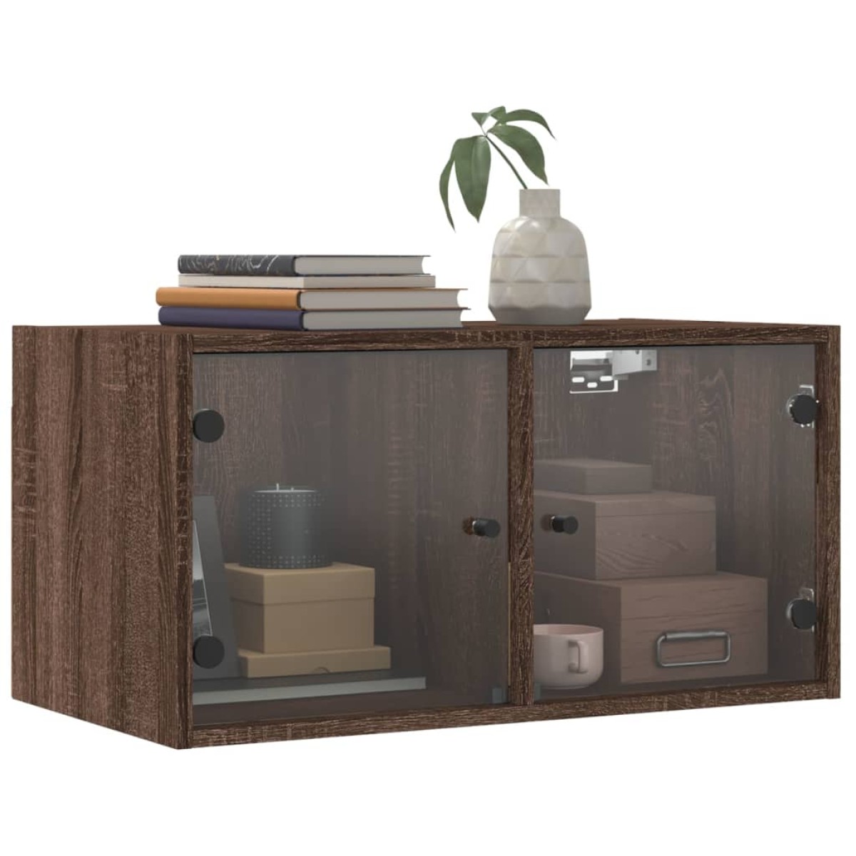 vidaXL Κομοδίνα 2 τεμ. Καφέ Δρυς 68,5x37x35 εκ. με Γυάλινες Πόρτες