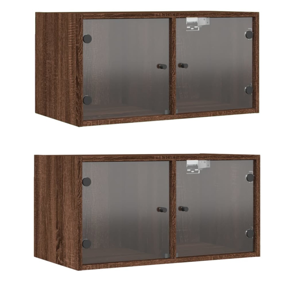vidaXL Κομοδίνα 2 τεμ. Καφέ Δρυς 68,5x37x35 εκ. με Γυάλινες Πόρτες