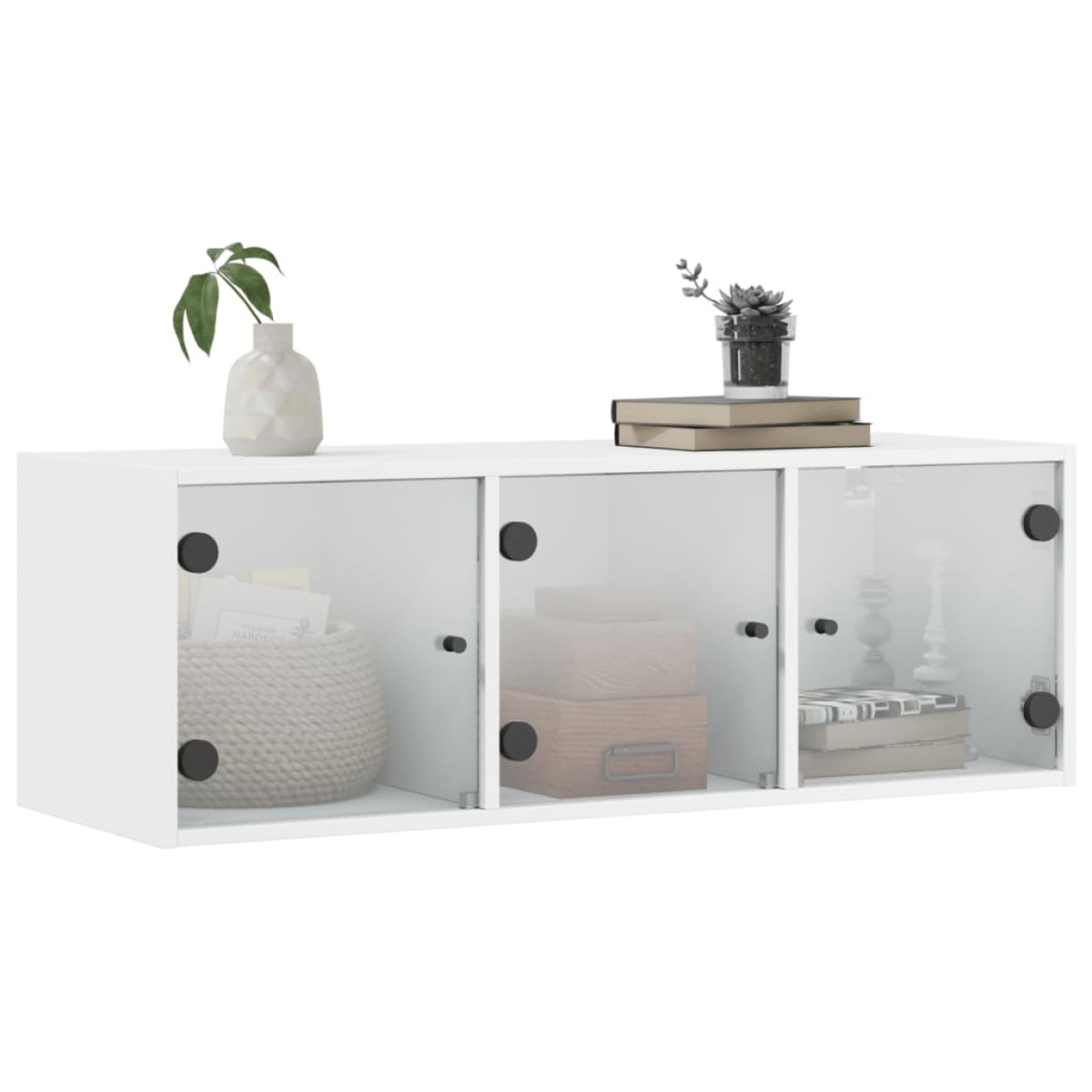 vidaXL Ντουλάπι Τοίχου Λευκό 102x37x35 εκ. με Γυάλινες Πόρτες