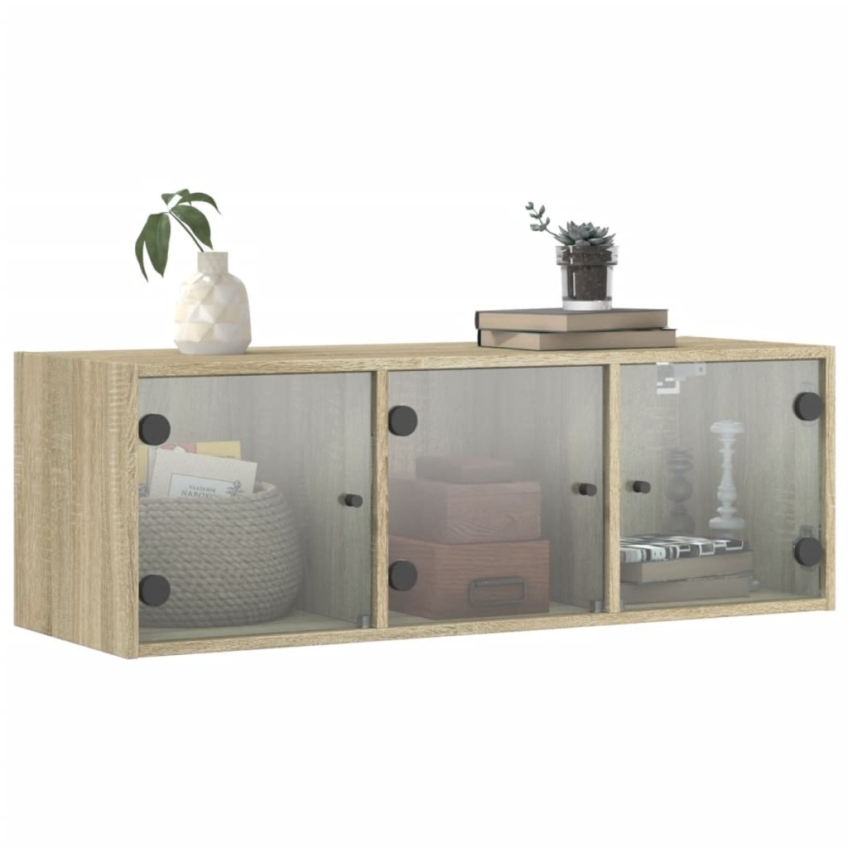 vidaXL Ντουλάπι Τοίχου Sonoma Δρυς 102x37x35 εκ. με Γυάλινες Πόρτες