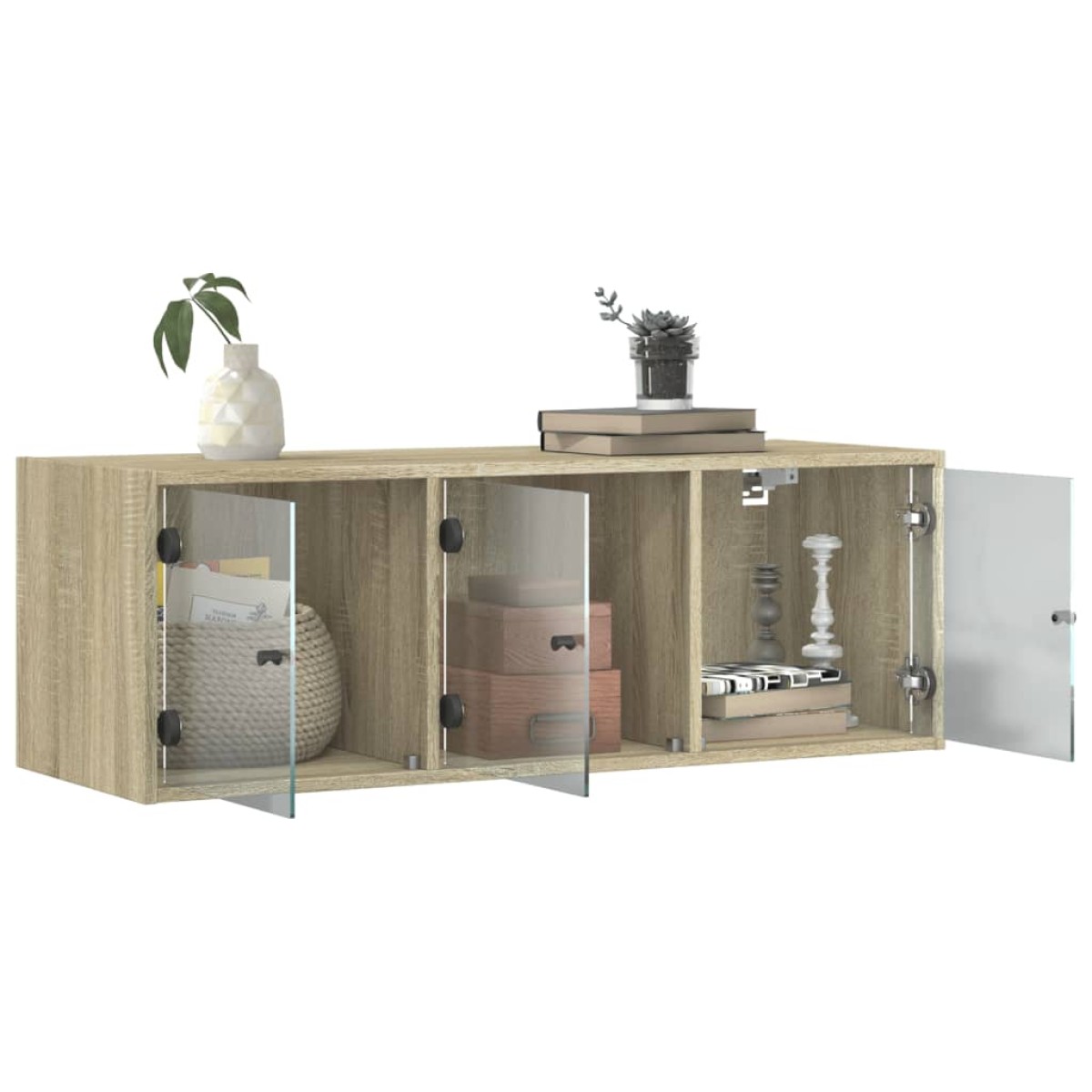 vidaXL Ντουλάπι Τοίχου Sonoma Δρυς 102x37x35 εκ. με Γυάλινες Πόρτες