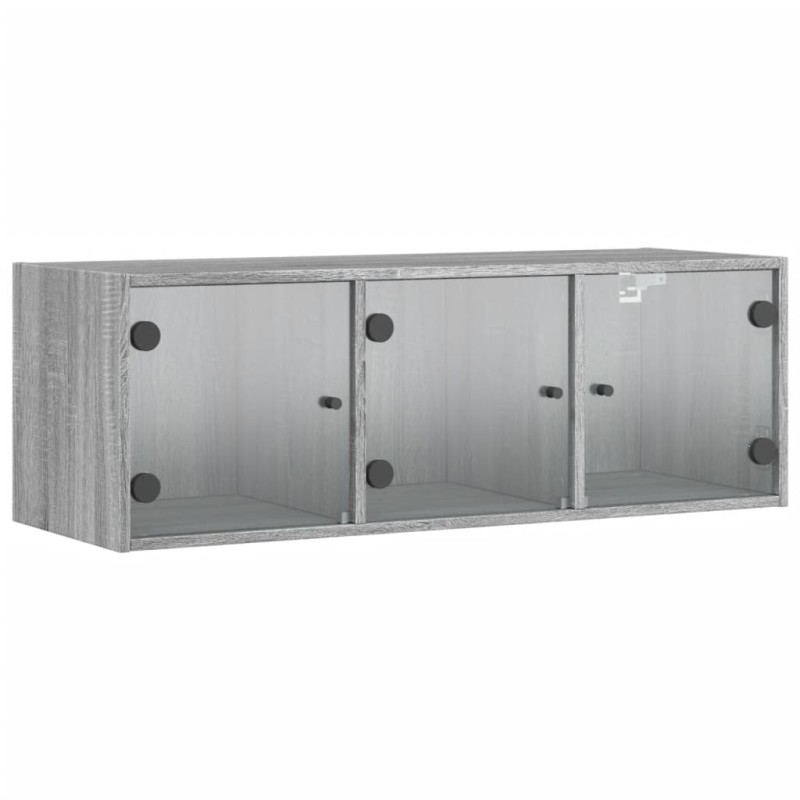 vidaXL Ντουλάπι Τοίχου Γκρι Sonoma 102x37x35 εκ. με Γυάλινες Πόρτες