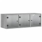 vidaXL Ντουλάπι Τοίχου Γκρι Sonoma 102x37x35 εκ. με Γυάλινες Πόρτες