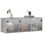 vidaXL Ντουλάπι Τοίχου Γκρι Sonoma 102x37x35 εκ. με Γυάλινες Πόρτες