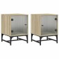 vidaXL Κομοδίνα 2 τεμ. Sonoma Δρυς 35x37x50 εκ. με Γυάλινες Πόρτες