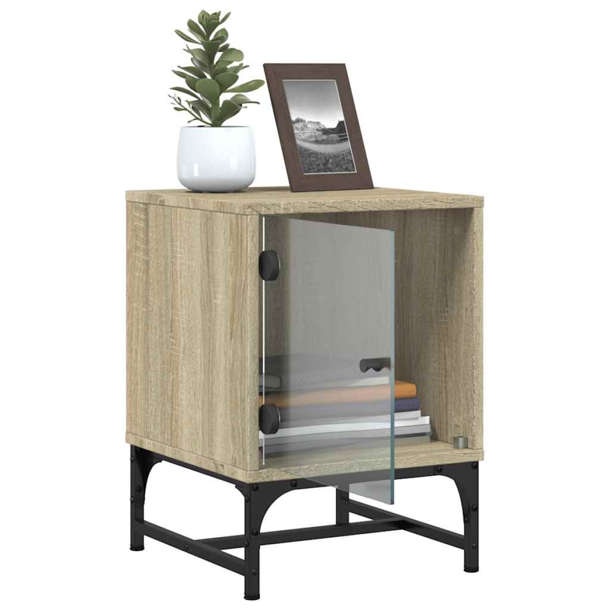 vidaXL Κομοδίνα 2 τεμ. Sonoma Δρυς 35x37x50 εκ. με Γυάλινες Πόρτες