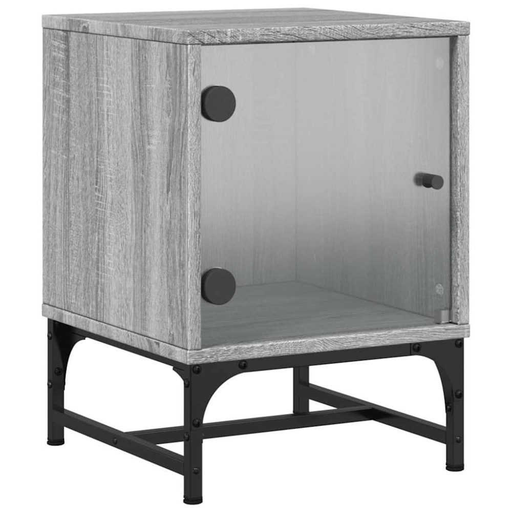 vidaXL Κομοδίνο Γκρι Sonoma 35x37x50 εκ. με Γυάλινη Πόρτα