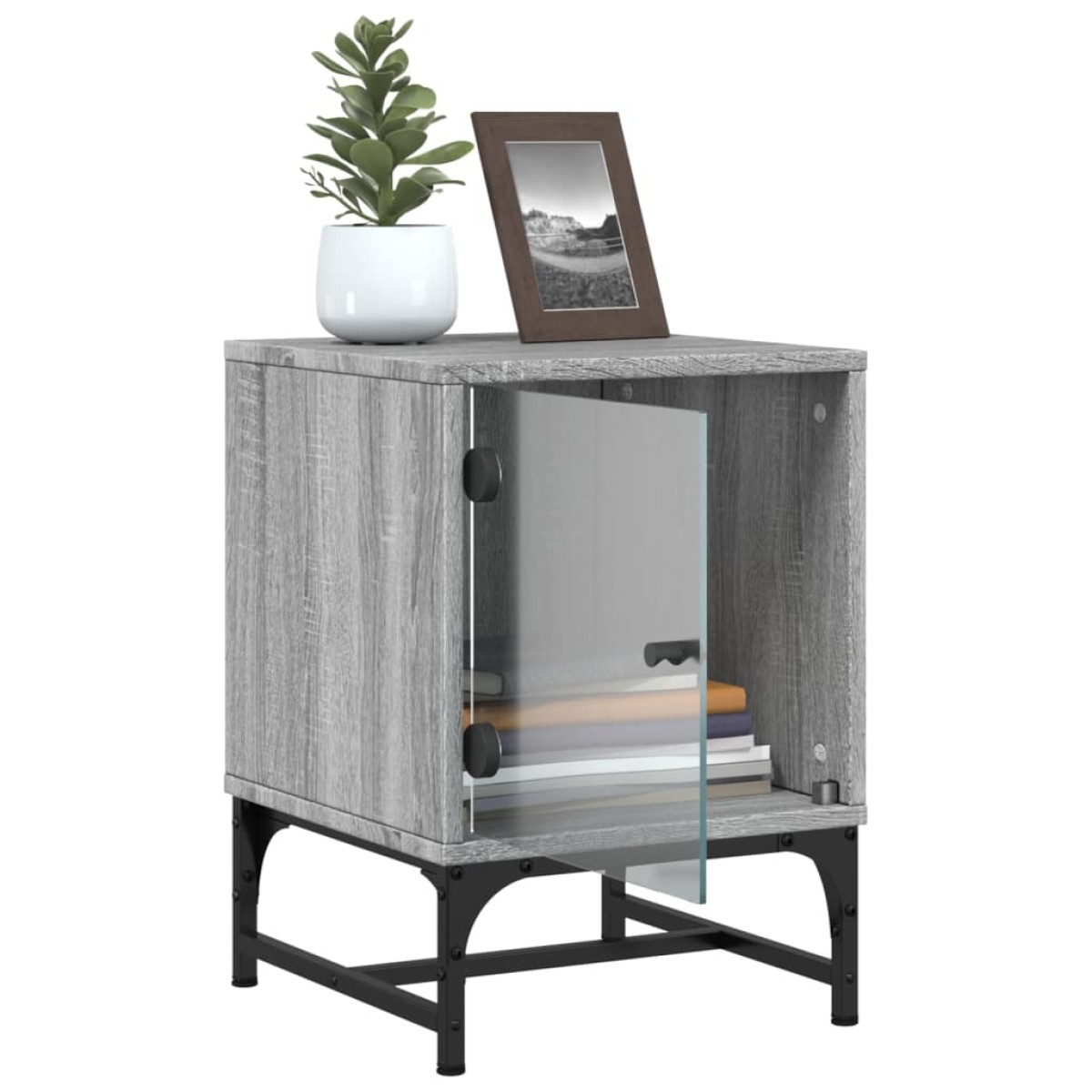 vidaXL Κομοδίνα 2 τεμ. Γκρι Sonoma 35x37x50 εκ. με Γυάλινες Πόρτες