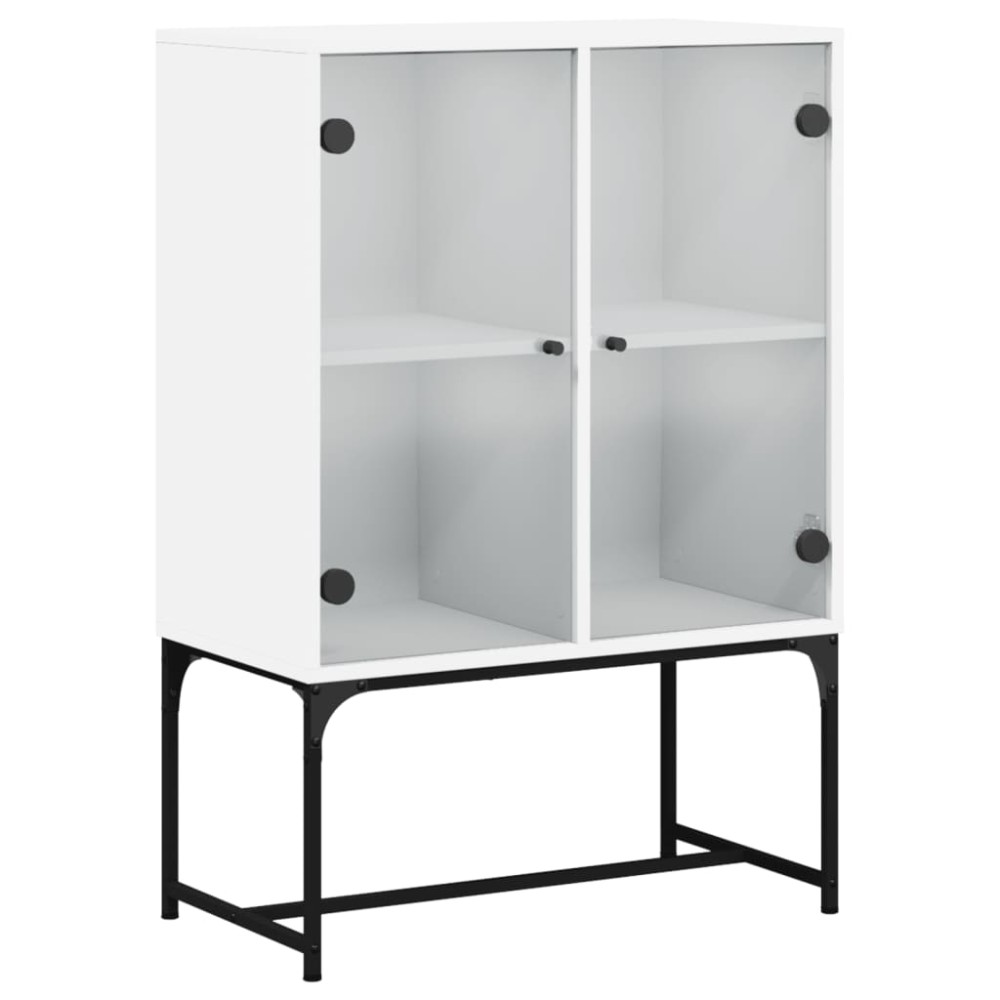 vidaXL Βοηθητικό Ντουλάπι Λευκό 69x37x100 εκ. με Γυάλινες Πόρτες