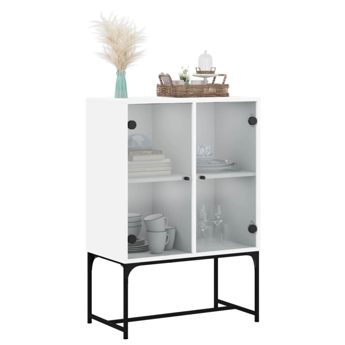 vidaXL Βοηθητικό Ντουλάπι Λευκό 69x37x100 εκ. με Γυάλινες Πόρτες